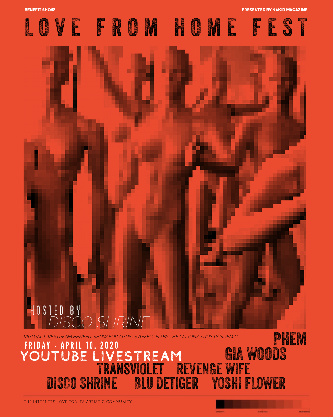 ‘LOVE FROM HOME FEST’ – A VIRTUAL LIVESTREAM MUSIC SHOWCASE EVENT TO BENEFIT ARTISTS AFFECTED BY THE COVID-19 PANDEMIC! FEATURING PERFORMANCES BY PHEM, DISCO SHRINE, TRANSVIOLET, GIA WOODS, BLU DETIGER, REVENGE WIFE & MORE! {EVENTS/LIVE SHOWS}