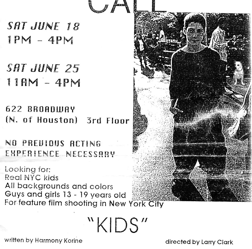 CASTING CALL & BEHIND-THE-SCENES POLAROIDS FROM LARRY CLARK’S KIDS (1994)